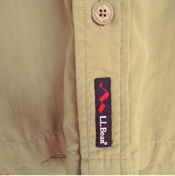 L L Bean Outdoors Button Shirt Olive Drab Med - Picture 4 of 7